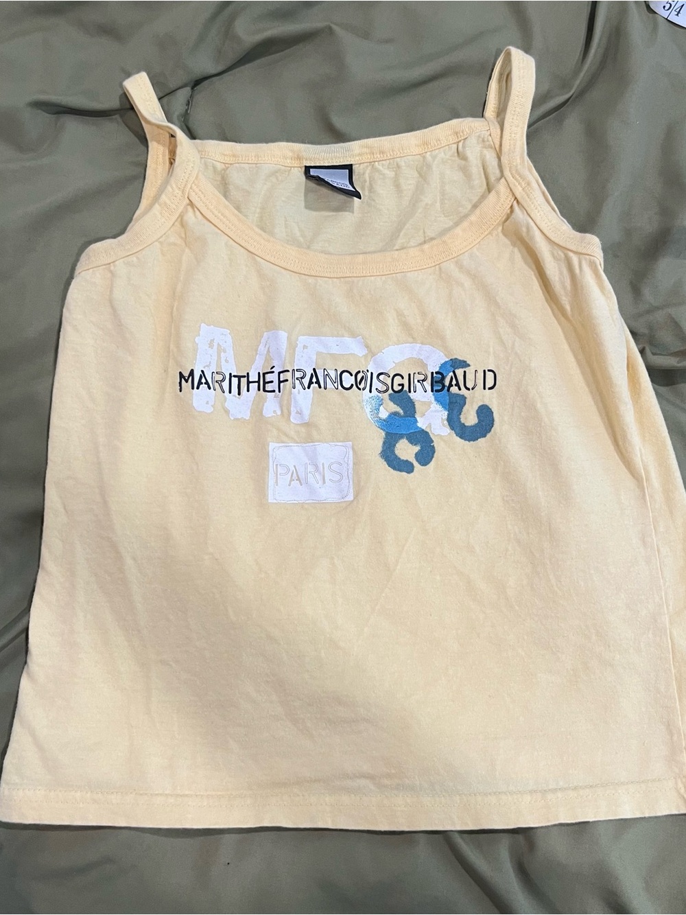 Marithe Francois Girbaud women’s large Yellow Logo Tank Top